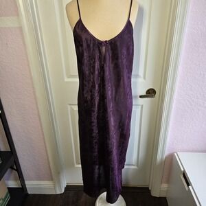 Inner Most Vintage Purple Satin Floral‎ Long Nightgown Chemise Size M Lingerie